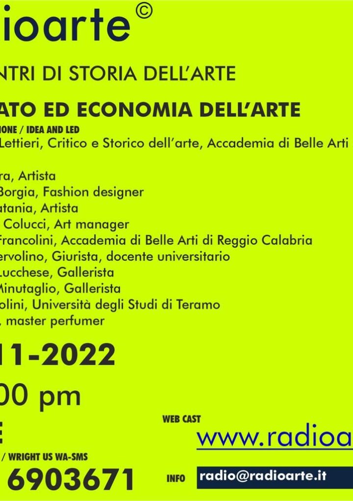 INCONTRI DI STORIA DELL’ARTE -#6- Pasquale Lettieri con gli ospiti parlano di “MERCATO ED ECONOMIA DELL’ARTE”/Ita