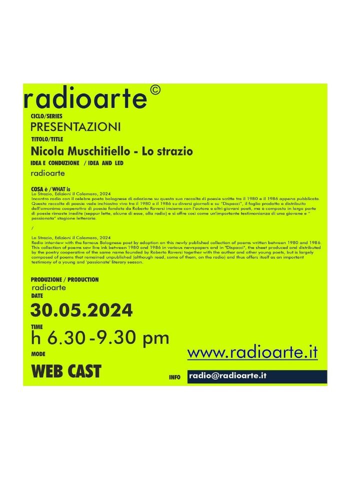 PRESENTAZIONE “𝐋𝐎 𝐒𝐓𝐑𝐀𝐙𝐈𝐎” 𝐝𝐢 𝐍𝐢𝐜𝐨𝐥𝐚 𝐌𝐮𝐬𝐜𝐡𝐢𝐭𝐢𝐞𝐥𝐥𝐨 in dialogo con Federico Fusj/ Ita